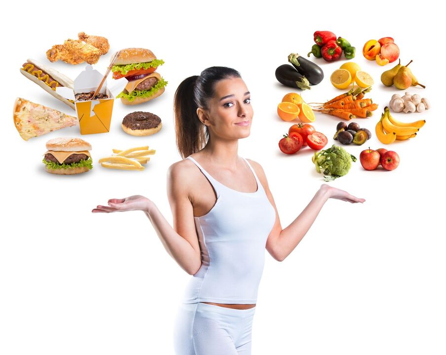 избор между здравословна и нездравословна храна
