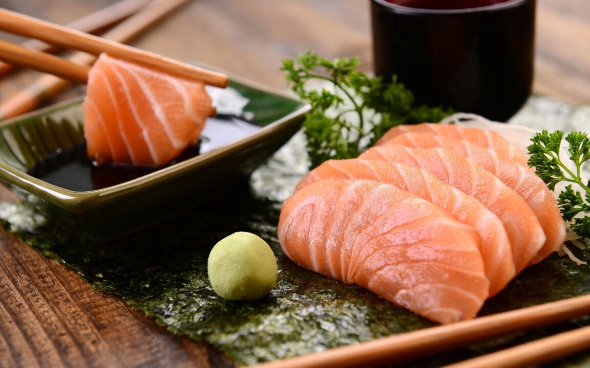 Рибата е един от основните продукти на японската диета, с изключение на мазните сортове като сьомгата. 
